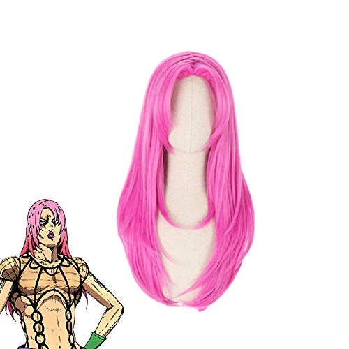 Anime BOSS Diavolo Diaboro Cosplay Perücke JOJOs bizarres Abenteuer Golden Wind Perücke Langes glattes rosa Kunsthaar + Perückenkappe MZ-1404 von GGOII