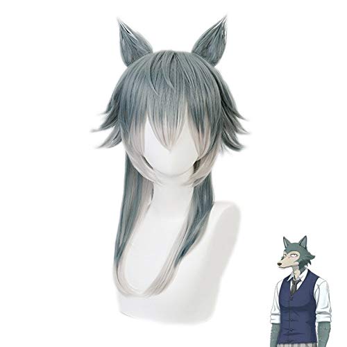 Anime Beastars Legoshi Perücke Mit Ohren Cosplay Kostüm Männer Frauen Hitzebeständige Synthetische Haare Wolf Perücken von GGOII