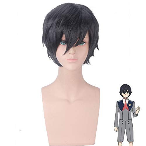 Anime DARLING In der FRANXX Hiro Cosplay Frauen Männer Kurzes Schwarzes Haar Synthetisches Haar Perücken Perucas + Perückenkappe PL-451 von GGOII