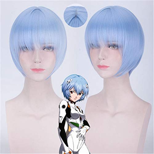 Anime Eva Ayanami Rei Perücken Kurze hellblaue hitzebeständige synthetische Haare Perucas Kostüm Cosplay Perücke + Perücke Kappe von GGOII