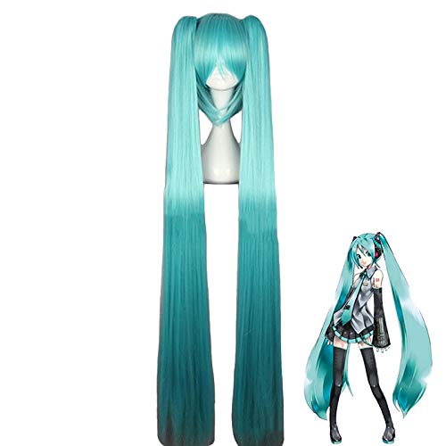 Anime Hochwertige Vocaloid Hatsune Miku Cosplay Perücken Rollenspiel Kostüm Party Halloween Haar Perücke 120cm Aquamarin von GGOII