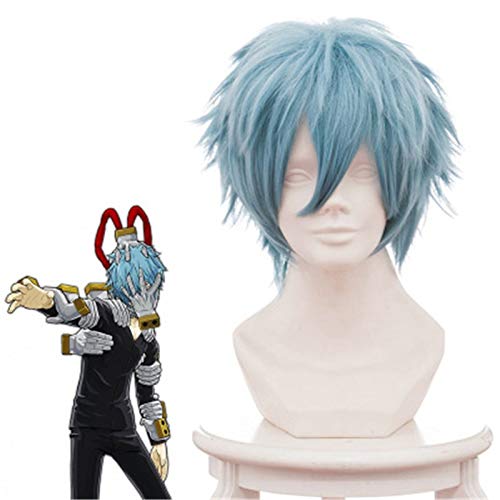 Anime My Hero Academia Boku Keine Hiro Akademia Shigaraki Tomura Perücke Cosplay Kurzes Grau Blau Gemischte lockige Rollenspielperücken + Perückenkappe von GGOII