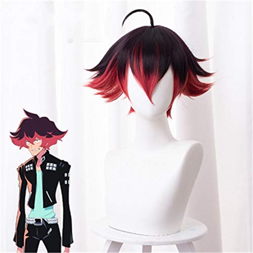 Anime Promare Cosplay Gueira Perücke 33cm Kurzes Kunsthaar Halloween Cosplay Perücken Halloween Party Performance Kostüm Perücke von GGOII