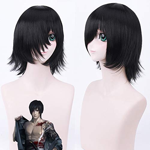 Anime Time Raiders Kylin Zhang Perücken Kurzes schwarzes hitzebeständiges Kunsthaar Kylin Zhang Cosplay Kostüm Perücke + Perücke Cap von GGOII