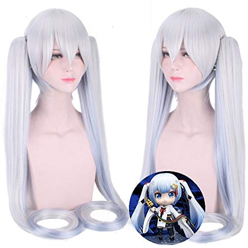Anime VOCALOID Schnee Miku Cosplay Perücke 120cm Pferdeschwanz lange gerade gerade hitzebeständige synthetische Haare Halloween Kostüm Perücken für Frauen von GGOII