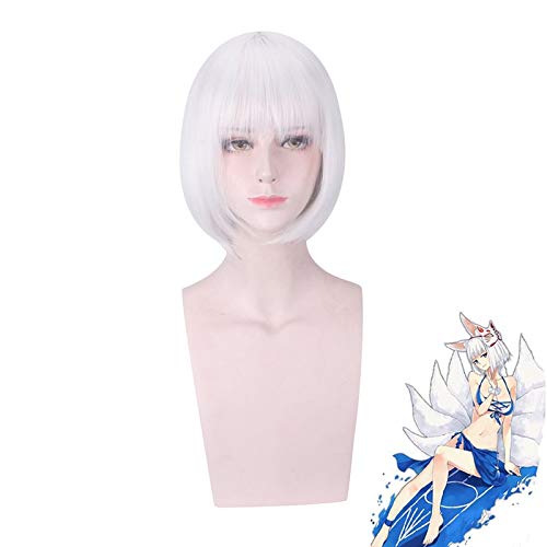 Azur Lane Cosplay Perücke Kaga Frauen Haar Synthetik Silber Grau Kurze Bob Perücken Kostüm Lane Kaga Haarteil von GGOII