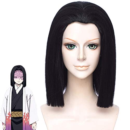 Dämonentöter Kimetsu No Yaiba Ubuyashiki Kagaya Cosplay Perücke Schwarzes Kunsthaar Halloween Party Kostüm Perücken + Perückenmütze von GGOII