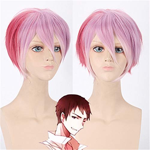 Die Avatar Cosplay Perücke des Königs Kurze rosa Ombre Kunsthaar Samurai Mädchen Anime Halloween Kostüm Perücken für Frauen und Männer von GGOII