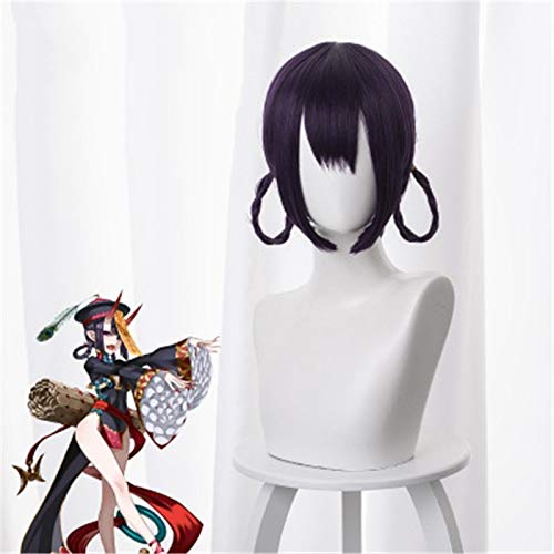 FGO Schicksal Grand Order Shuten-Douji Zombie Perücken Cheongsam Zöpfe Cosplay Perücke Lila Kunsthaar für Erwachsene Halloween Rollenspiel von GGOII
