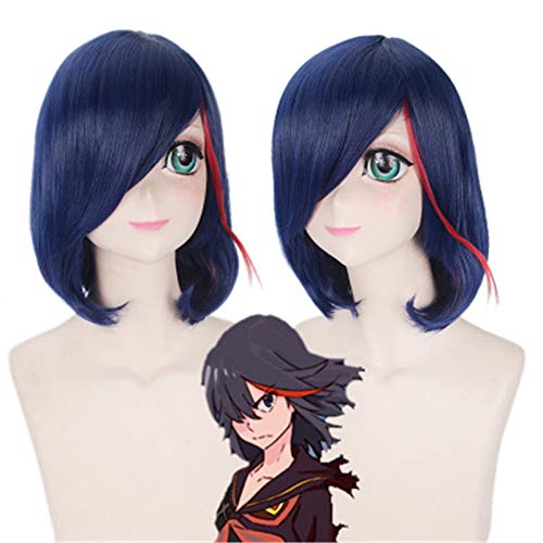 Hochwertige Anime KILL la KILL Matoi Ryuko Perücke kurz blau mit rot hitzebeständigem synthetischem Haar Cosplay Kostüm Perücken + Perücke Kappe Hochwertige Anime KILL la KILL Matoi Ryuko Perücke kurz blau mit rot hitzebeständigem synthetischem Haar Cosplay Kostüm Perücken + Perücke Kappe von GGOII