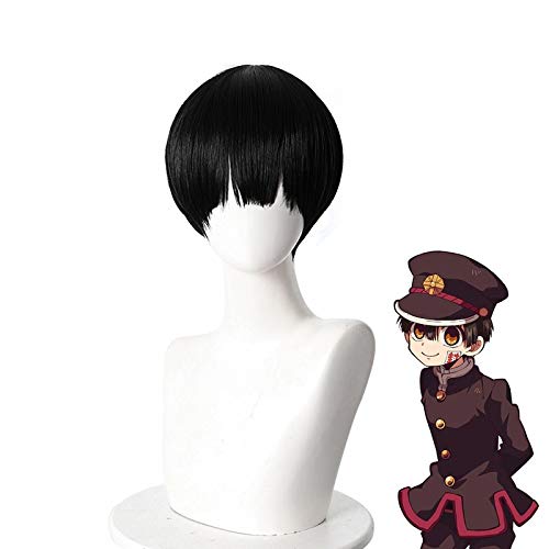 Jibaku Shounen Hanako-Kun Hanako Kun Cosplay Perücke Schwarz Kurzes synthetisches Haar Kostüm Rollenspiel Perücken Pelucas von GGOII