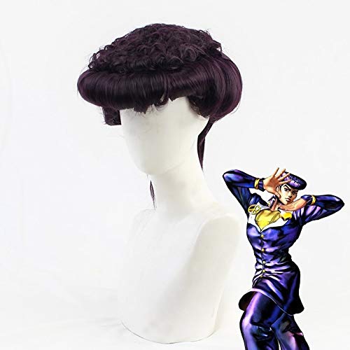 Jojos bizarres Abenteuer Higashikata Josuke Cosplay Perücke Deep Purple Styled Hitzebeständiges Haar Pelucas Anime Kostüm Perücken von GGOII
