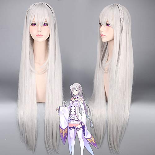 Leben in einer anderen Welt als Zero Re: Null Kara Hajimeru Isekai Seikatsu Emilia Cosplay Perücke Grau Long Braid Kostüm Perücken Anime von GGOII