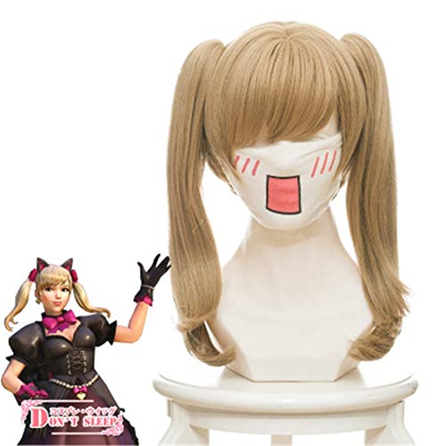 OW D.VA Schwarze Katze Luna Cosplay Perückenmischung Gelbe Hitzebeständigkeit Synthetisches Haar Halloween Party Kostüm Rollenspiel Perücken + Perückenmütze von GGOII