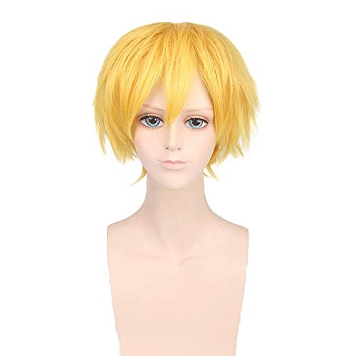 Schwertkunst Online Alicization Eugeo Synthese Zweiunddreißig Goldene Kurze Perücke Cosplay Kostüm Sao Hitzebeständiges Haar Männer Frauen Perücken von GGOII