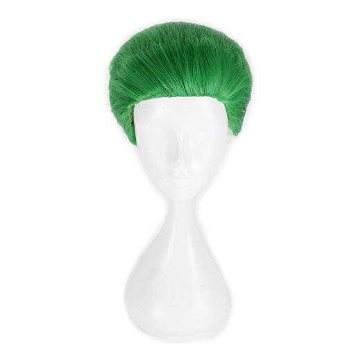 Selbstmordkommando Die Joker Green Perücke Cosplay Kostüm Kurzes Haar Halloween Party Perücke Für Männer + Kostenlose Perückenmütze MZ-007 von GGOII