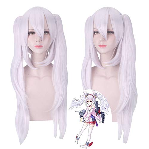 Spiel Azur Lane Laffey Cosplay Perücke Langes hitzebeständiges Kunsthaar mit Chip Pferdeschwanz Halloween Kostüm Perücke Anime + Perücke Cap von GGOII