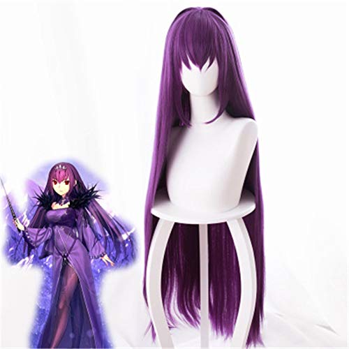 Spiel Schicksal Grand Order Lancer Scathach Cosplay Perücken Lila Lang Gerade Hitzebeständig Synthetisches Haar Party Cosplay Kostüm Perücke von GGOII