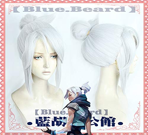 Spiel Valorant Jett Cosplay Perücke Silber Weiß Kurz Hitzebeständig Faser Gesichtshaar Halloween Rollenspiel Kostüm Party Haarteil von GGOII