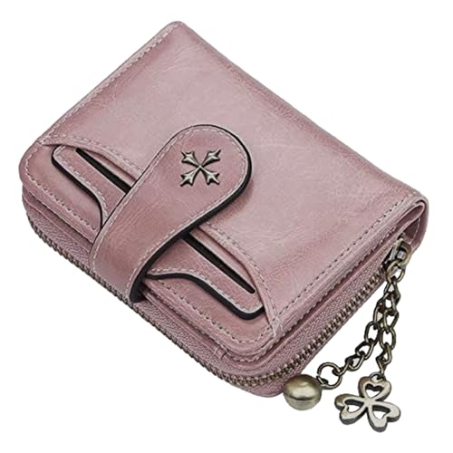 GGOOB Kleine Geldbörse für Damen, Reißverschluss, Bifold Vintage, Gothic-Geldbörse, Mini-Geldbörse aus Leder mit Münzfach mit Reißverschluss, Pink, Small von GGOOB