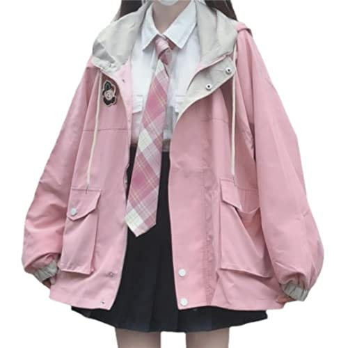 Herbstjacken für Frauen Teen Mädchen Regenjacken Kawaii Jacken für Frauen Regenjacken Kawaii Jacken für Teenager Mädchen, rose, Large von GGOOB