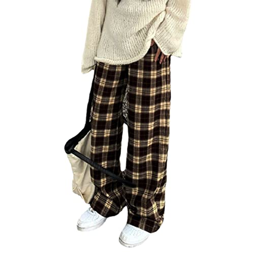 Plaid Pants for Women Goth Pants Alt Pants Baggy Pants for Women Alt Clothing Alternative Clothing, braun, 4X-Groß von GGOOB