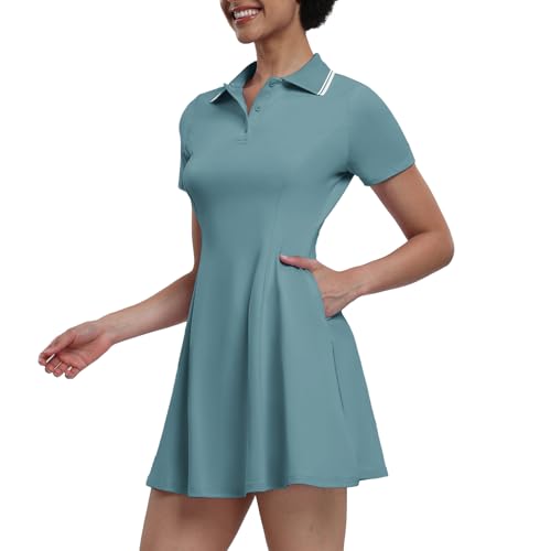GGOV Damen-Tenniskleid, Golfkleid, kurzärmelig, mit Shorts, für Workout, athletisches Kleid, Blaue Maus, X-Klein GGOV Damen-Tenniskleid, Golfkleid, kurzärmelig, mit Shorts, für Workout, athletisches Kleid, Blaue Maus, X-Klein von GGOV