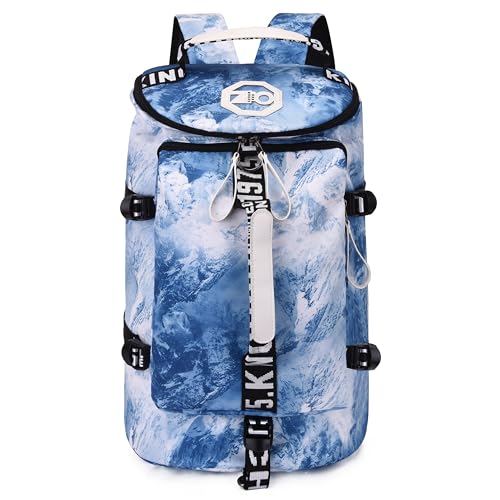 Sporttasche, Rucksack, Reisetasche, Reisetasche, Reisetasche, lässiger Tagesrucksack für Damen und Herren, Grau mit Blau, 20 x 11 x 11 inches, Sporttaschen von GGOV