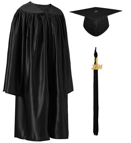 GraduatePro Kinder Abschluss Talar und Doktorhut 2024 Quaste Für Vorschule Kindergarten Abschlussfeier Schwarz 36=131-138 von GraduatePro