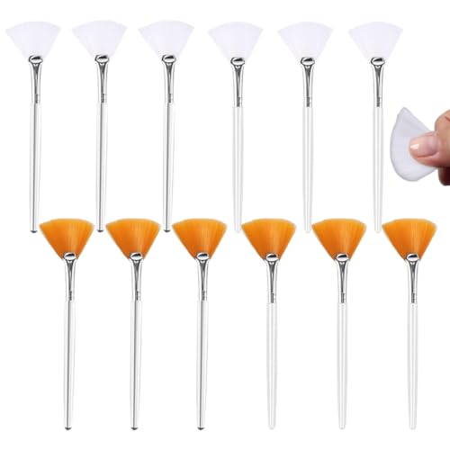 12 Stk Fan Pinsel Gesichtsmaske Pinsel weich Make-up Maske Bürsten Werkzeuge Gesichts-Bürsten Säure Applikator Kosmetikerin Pinsel für Frauen Mädchen Schlamm Lehm-Maske von CUHZA