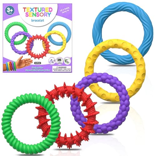 5 Pack Sensory Spielzeug Fidget Toys, Sensorischen Armbänder, Fidget Dekompression Spielzeug Wristband, Stress Relief Sensorik Spielzeug für Kinder Jungen Mädchen Stressabbau & Angstlust von GGUFAY