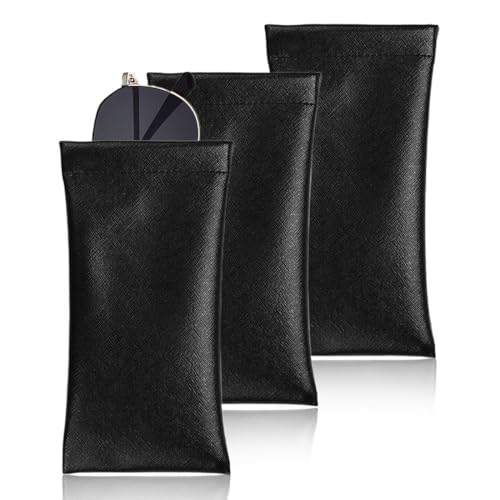 Brillenetui Weich, 3 Stück PU Leder Weiches Brillenetui Schutzhülle Wasserdicht Sonnenbrillen Etui Sonnenbrille Brillentasche Tragbar für Männer und Damen, Schwarz Brillenetui Weich, 3 Stück PU Leder Weiches Brillenetui Schutzhülle Wasserdicht Sonnenbrillen Etui Sonnenbrille Brillentasche Tragbar für Männer und Damen, Schwarz von GGUFAY