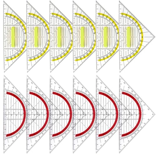 GGUFAY 12 Stück Geometrie Dreieck, 6 Geodreieck Mit Griff Gelb Und 6 Geodreieck Rot,Flexibel Geodreieck zum Kreise Zeichnen,für Studenten Büro Designer Malerei GGUFAY 12 Stück Geometrie Dreieck, 6 Geodreieck Mit Griff Gelb Und 6 Geodreieck Rot,Flexibel Geodreieck zum Kreise Zeichnen,für Studenten Büro Designer Malerei von GGUFAY