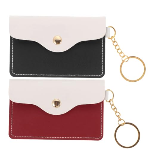 GGUFAY 2 Schlüsseletui Damen als Autoschlüssel Tasche, Schlüssel Etui, Mit Klappdeckel-Design, Praktisch für Bargeld und Kartenaufbewahrung (Schwarz, Rot) von GGUFAY