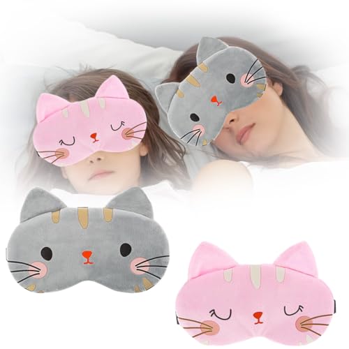 GGUFAY 2er Pack Schlafmaske für Kinder,3D Plüsch Augenmaske,Nette Flauschige Tier Augenmaske,Weiche Augenbinde,für Nickerchen Reisen Pyjamaparty,für Kinder Frauen von GGUFAY