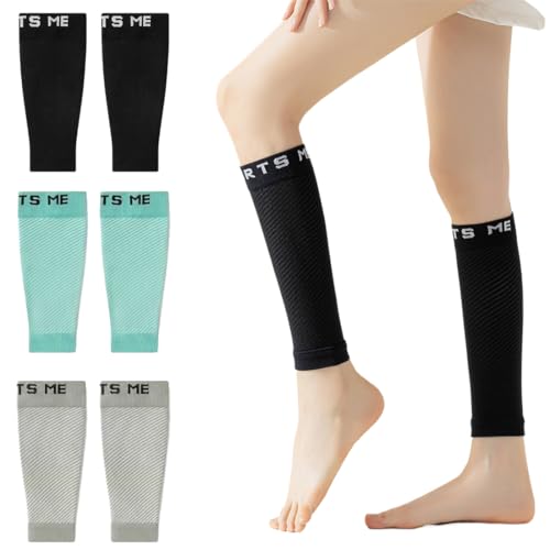 GGUFAY 3 Paar Waden Kompressionsstrümpfe, Stützstrümpfe für Damen und Herren, Compression Socks Stützstrümpfe Kompressionssocken für Sport, Wandern, Reisen, Radsport, Running (2) von GGUFAY