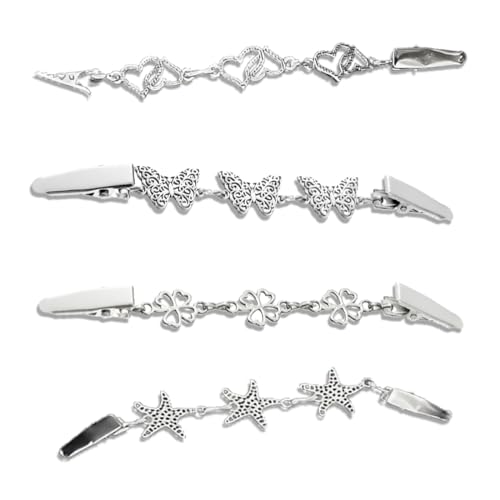 GGUFAY 4er Set Vintage Cardigan Clips - stilvolle Schmuckstücke aus antiksilbernem Metall für Damen: edle Accessoires zum Verzieren von Jacken, Strick- und Figurschmeichelnden Pullovern, Schals etc. von GGUFAY