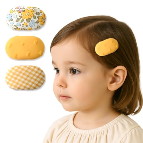 GGUFAY Baby Haarspangen, Baby Oval Stoff Haarspangen, Blumen- & Plüsch-Punktmuster, No-Slip Mini Barretten, Haarspangen Kinder für Feines Haar, Neugeborene, Babys & Mädchen, 3 Stück, Gelb GGUFAY Baby Haarspangen, Baby Oval Stoff Haarspangen, Blumen- & Plüsch-Punktmuster, No-Slip Mini Barretten, Haarspangen Kinder für Feines Haar, Neugeborene, Babys & Mädchen, 3 Stück, Gelb von GGUFAY