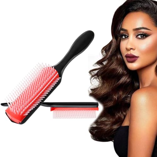 GGUFAY Haarbürste Ohne Ziepen,Curly Hair Brush D3,9-reihige Stylingbürste zum Entwirren, Lockenbürste,Glätten längerer Haare und Definieren von Locken - Für Frauen und Männer(Hellrosa) von GGUFAY