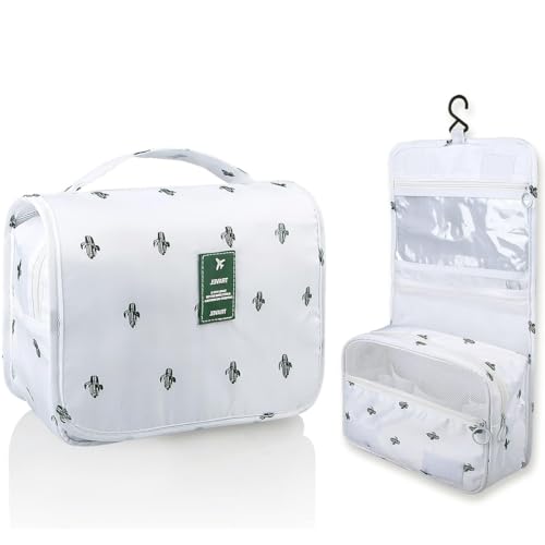GGUFAY Kulturtasche zum Aufhängen, Wasserdicht Kulturbeutel Damen mit Haken, Groß Waschtasche Washbag Kosmetiktasche Kosmetikkoffer Beauty Case Schminktasche für Reise Make Up(Kakteen) von GGUFAY