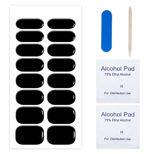 GGUFAY Nagelfolie Schwarz, Maniko Nails, Nagelfolie UV Härtend, Gel Nagelfolien Selbstklebend Nail Sticker UV Härtend Dekoration Nageldesign Zubehör für Halloween von GGUFAY