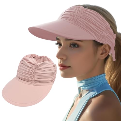 GGUFAY Outdoor UV Protection Hollow Top Sun Hat, UV Schutz Sonnenhut für Damen, Faltbar Tragbar Fischerhut mit Breite Krempe(rosa) von GGUFAY