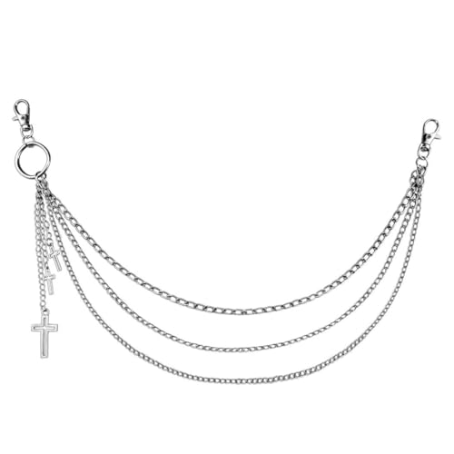 GGUFAY Punk Damen Hosenkette, Kruzifix-Hosenkette, Jeanskette Hose Kette, Kette Hip Hop Kette für Männer und Frauen Hose von GGUFAY