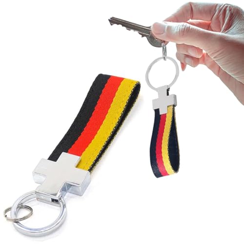 GGUFAY Schlüsselanhänger Deutschland Flagge,Deutschen Flagge Streifen Schlüsselring aus Edelstahl Metallring,Nicht Leicht zu Brechen Mode Rostfrei von GGUFAY