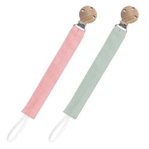 GGUFAY Schnullerkette Stoff, Schnullerband Baumwolle, Cotton Schnullerkette MäDchen und Schnullerkette Junge,Schnullerketten mit Naturholz Clip, 2er-Pack von GGUFAY
