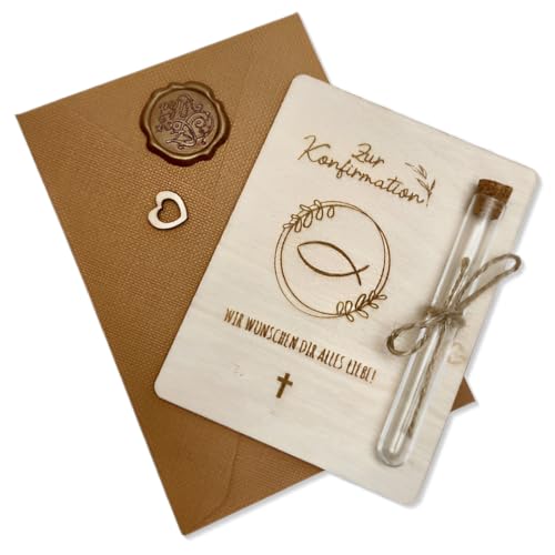 GGUFAY Verpackung für Geldgeschenke zur Firmung aus Holz 13 x 10 cm mit Reagenzglas, Firmung Karte Holz Geschenke für Mädchen & Jungen, Geldgeschenk Verpackung, Handmade GGUFAY Verpackung für Geldgeschenke zur Firmung aus Holz 13 x 10 cm mit Reagenzglas, Firmung Karte Holz Geschenke für Mädchen & Jungen, Geldgeschenk Verpackung, Handmade von GGUFAY