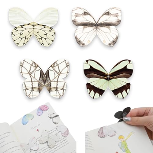 Lesezeichen Magnetisch, 4 Stück Magnetisches Lesezeichen Schmetterling, ideal Geschenke für Schüler, Buchliebhaber, Freunde von GGUFAY