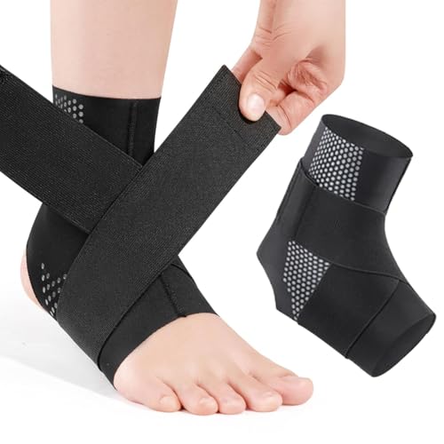 Sprunggelenkbandage, Einstellbare Knöchelbandage, Knöchelbandage für Männer & Frauen, Verstellbare Kompressionshülse mit elastischen Bändern, zur Schmerzlinderung Verletzungshilfe,L von GGUFAY