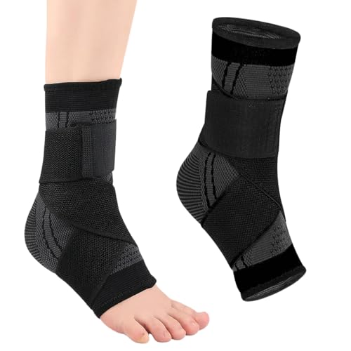 Sprunggelenkbandage, Einstellbare Knöchelbandage mit Netzband, Knöchelbandage für Männer & Frauen, Verstellbare Kompressionshülse mit elastischen Bändern, zur Schmerzlinderung Verletzungshilfe, XL von GGUFAY