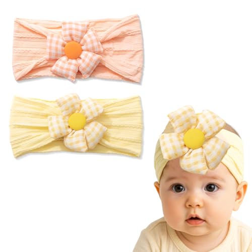 Stirnband Baby Mädchen Dehnbare Nylon Stirnbänder Handgefertigte Haarband for Neugeborene Kleinkinder Kinder 2 Stück von GGUFAY